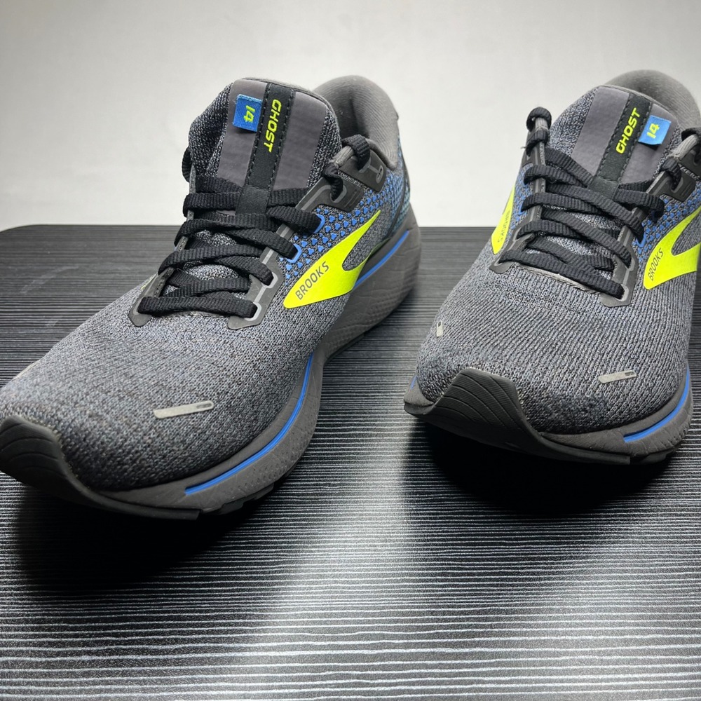 Brooks Running Shoes Ghost 14 Mens 9.5 Grey Lime Green Mesh DNA LOFT Sneakers - Picture 9 of 14